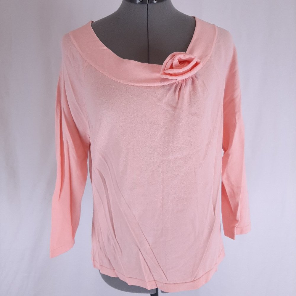 Apostrophe Peach Floral Rose Flower XL Long Sleeve